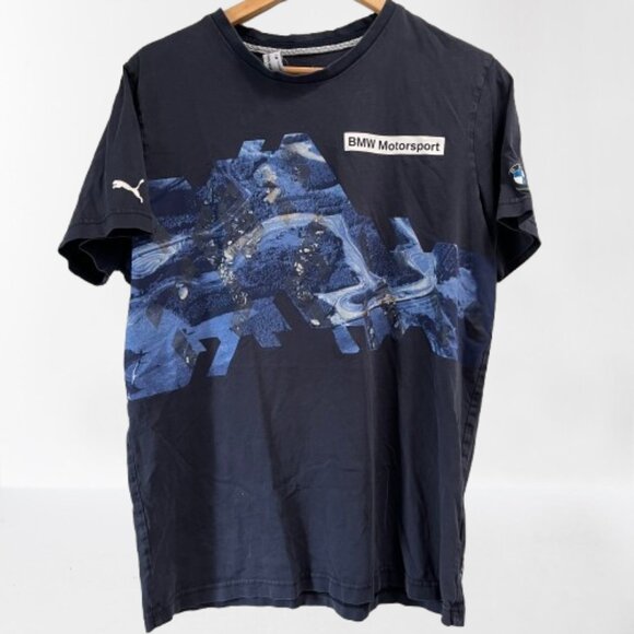 Puma BMW Motorsport Graphic T Shirt Men's 2017 Navy Logo Sold Out Large - Picture 1 of 5